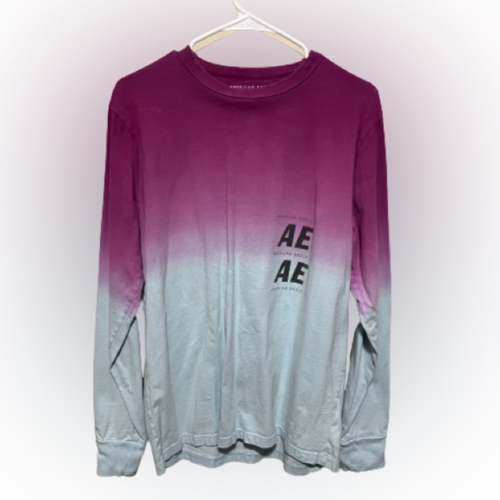 🪩SALE🪩 American Eagle Mens Magenta/Blue Granulation Long Sleeve Shirt Medium